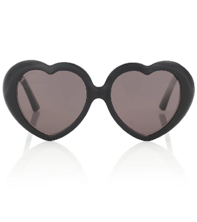 Balenciaga Heart-shaped Acetate Sunglasses In Shiny Black/ Grey