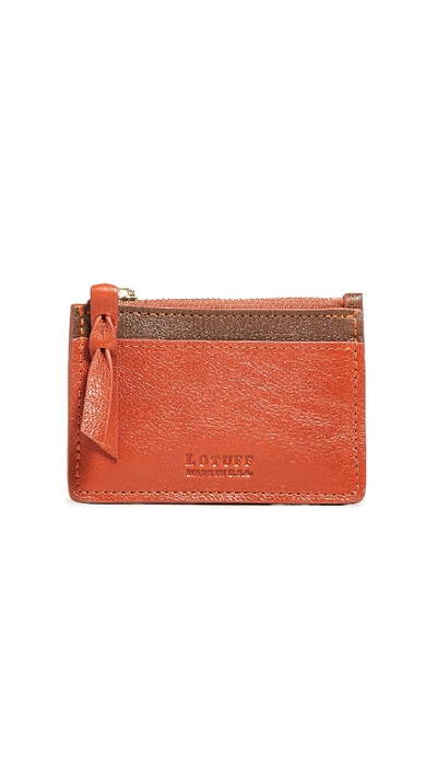 Lotuff Leather Leather Zipper Card Case In Orange/clay