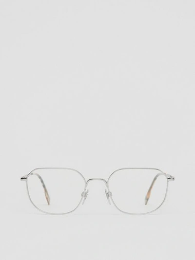 Burberry Palladium-plated Square Optical Frames In Silver