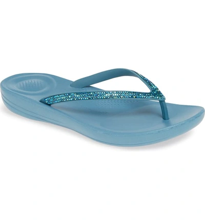 Fitflop Iqushion(tm) Splash Crystal Flip Flop In Teal