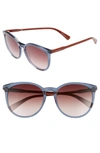 Longchamp 56mm Round Sunglasses - Petrol Berry