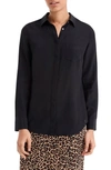 Jcrew Silk Button-up Shirt In Black