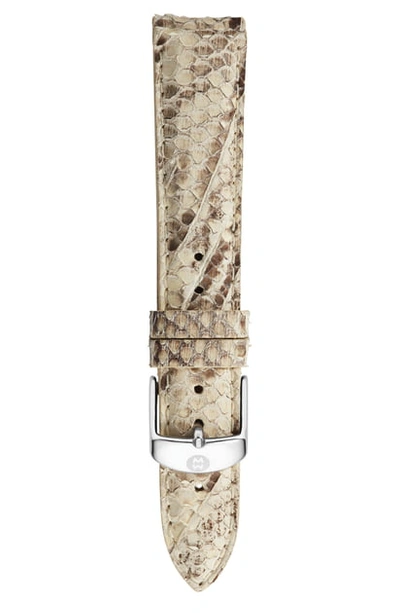 Michele 18mm Leather Watch Strap In Natural Python
