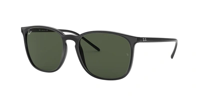 Ray Ban Rb4387 Sunglasses Black Frame Green Lenses 56-18 In Green Classic