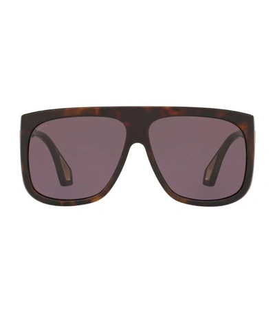 Gucci Rectangular Tortoiseshell Sunglasses In Tortoise/grey