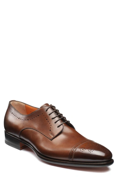 Santoni Ironside Cap Toe Derby In Cinnamon