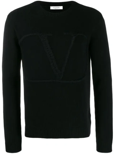 Valentino Vlogo Crewneck Wool & Cashmere Sweater In Black