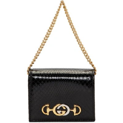Gucci Black Python Linea Wallet Bag In 1000 Black
