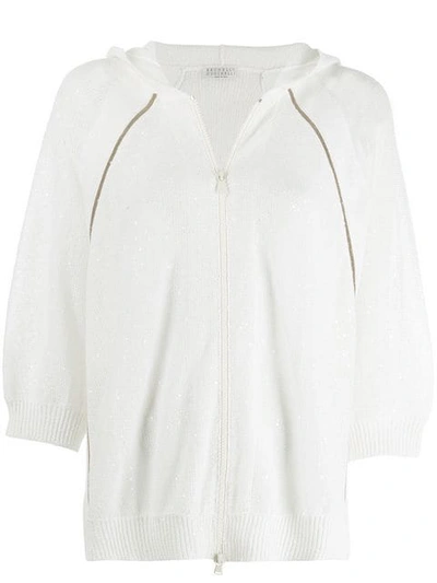 Brunello Cucinelli Knitted Hoodie Top - White