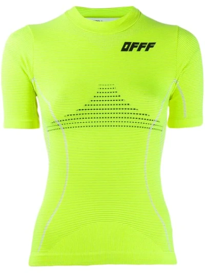 Off-white Offf Compression-jersey T-shirt In Fluo Yellow