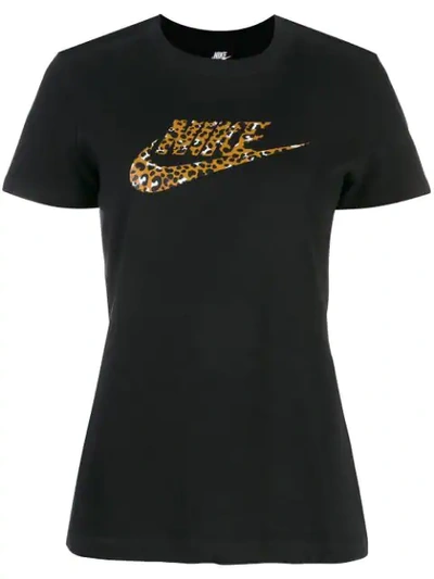 Nike Leopard Print Logo T-shirt - Black