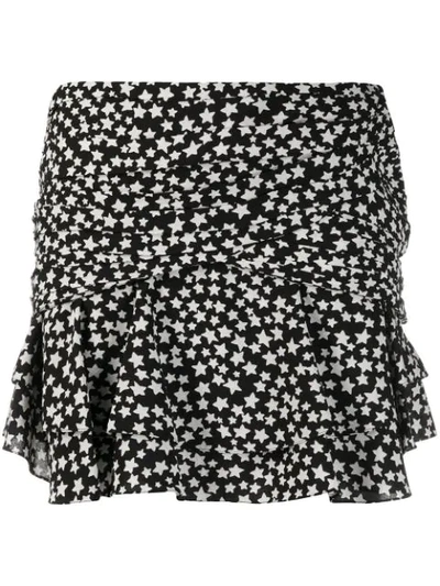 Saint Laurent Star Print Mini Skirt In Black