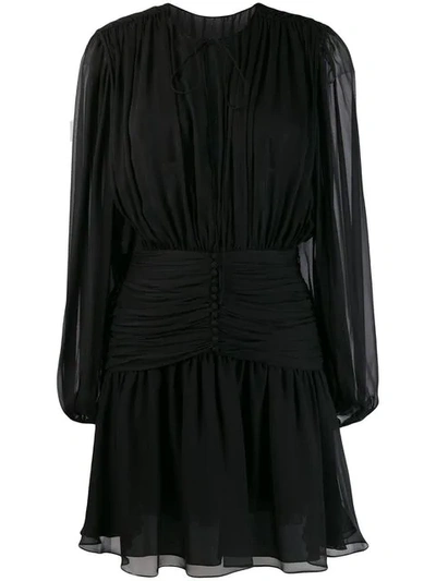 Saint Laurent V-neck Mini Dress In Black