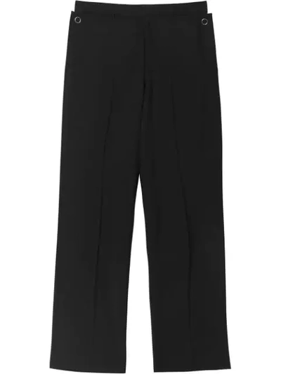 Burberry Pocket Detail Wool Mohair Trousers In Black