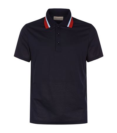 Burberry Knitted Collar Polo Shirt In Navy | ModeSens