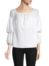 Petersyn Lily Off-the-shoulder Top In White Linen