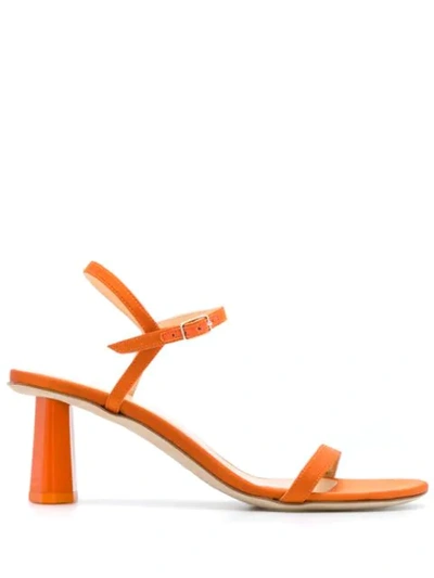 By Far 55mm Magnolia Silk Satin Sandals In Orange