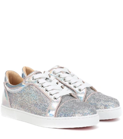 Christian Louboutin Vieira Sequined Sneakers In Silver