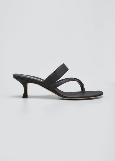 Manolo Blahnik Susa Sequined Metallic Slide Sandals In Black