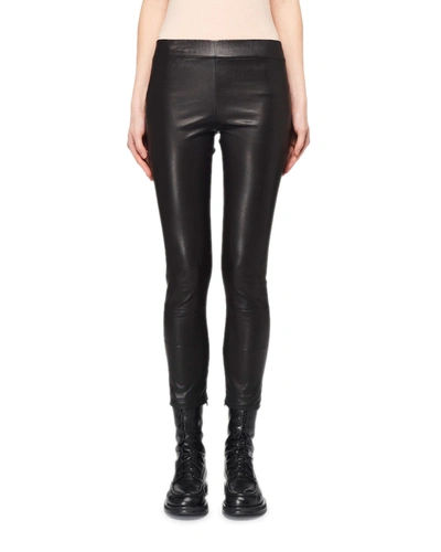 The Row Mino Cropped Leather Leggings In Black