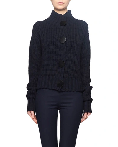 The Row Dinnie Cashmere Oversized-button Front Cardigan In Navy