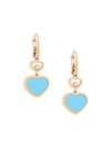 Chopard Happy Hearts 18k Rose Gold, Diamond & Turquoise Drop Earrings