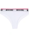 Moschino Microfiber Thong With Logo In White