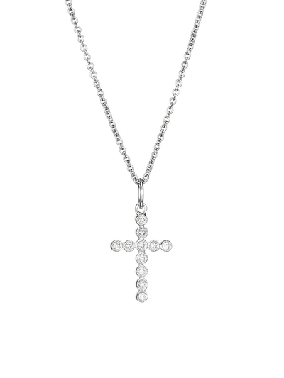 Sydney Evan 14k White Gold & Diamond Bezel Cross Necklace