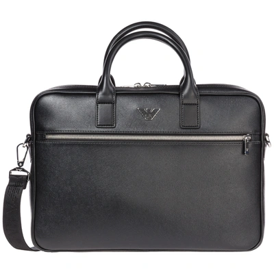 Emporio Armani Briefcase Attaché Case Laptop Pc Bag In Black