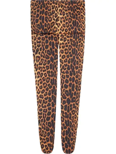 Gucci Tights With Leopard Print - Brown