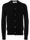 Comme Des Garçons Play Lambswool Cardigan With Small Black Emblem Sleeve In 黑色