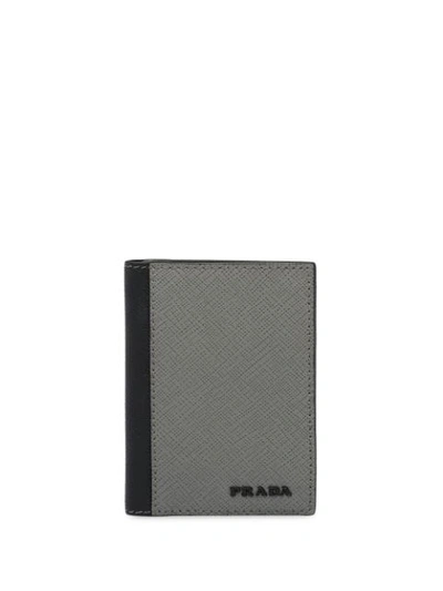 Prada Logo Plaque Card Holder In Grey