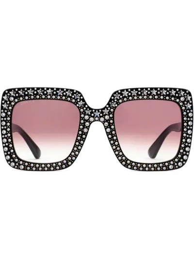 Gucci Oversized Square Sunglasses With Crystals In Pink