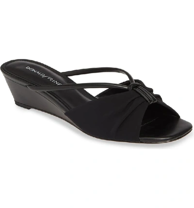 Donald J Pliner Andra Strappy Demi-wedge Sandals In Black Fabric