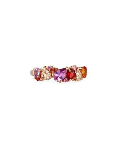 Stevie Wren 14k Rose Gold Sapphire Pear & Diamond Pave Ring