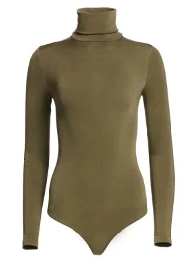 Wolford Colorado Turtleneck Bodysuit In Liana Green