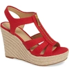 Michael Michael Kors Women's Berkley Woven Espadrille Wedge Sandals In Bright Red Fabric