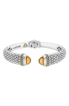 Lagos Sterling Silver & 18k Yellow Gold Caviar Cuff Bracelet With Citrine In Orange/silver