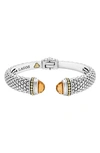 Lagos Sterling Silver & 18k Yellow Gold Caviar Cuff Bracelet With Citrine