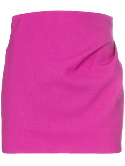 Jacquemus Bambola Draped Wool-canvas Mini Skirt In Pink