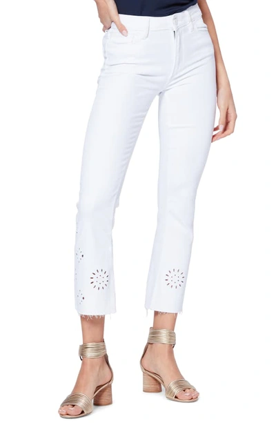 Paige Vintage Colette Crop Bootcut Jeans In Crisp White Embroidered
