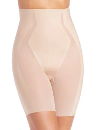 Spanx Women's Thinstincts Plus Size Thinstincts High-waisted Mid-thigh Short 10006p In Soft Nude- Nude