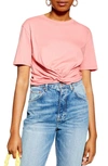 Topshop Twist Front Tee In Pink