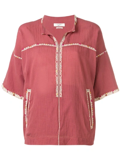 Isabel Marant Étoile Embroidered Tunic Top In Red