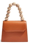 Topshop Miesha Statement Handle Faux Leather Satchel In Tan