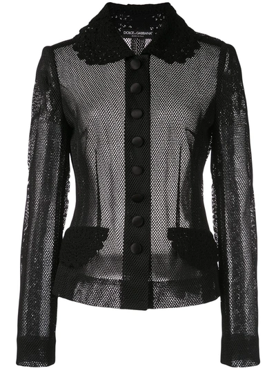 Dolce & Gabbana Fitted Mesh Jacket In Black