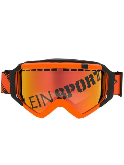 Plein Sport Logo Print Ski Sunglasses - Orange