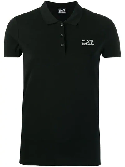 Ea7 Emporio Armani Embroidered Logo Polo Top - Black