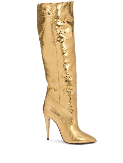 Saint Laurent Abbey Boots In Gold