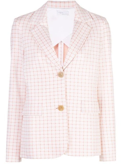 Rosetta Getty Grid Interlocked Button Fitted Jacket In Pink